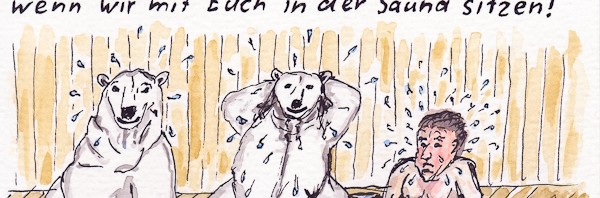 Eisbären in der Sauna